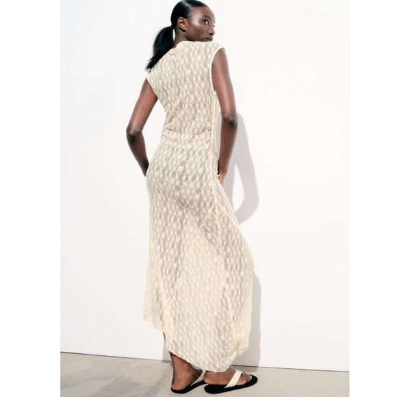 Zara LONG ASYMMETRIC LACE DRESS - Picture 12 of 16